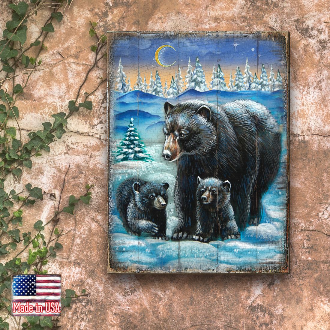 Arte mural de madera con osos Scher de Nature Wonders - Decoración de vida silvestre - 95214B