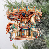 Carousel Horse Wooden Ornaments by G. Debrekht Christmas Decor - 8611027