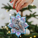 Arctic Owl Snowflake Wooden Ornaments by G. Debrekht - Nature Wildlife Decor - 8688435