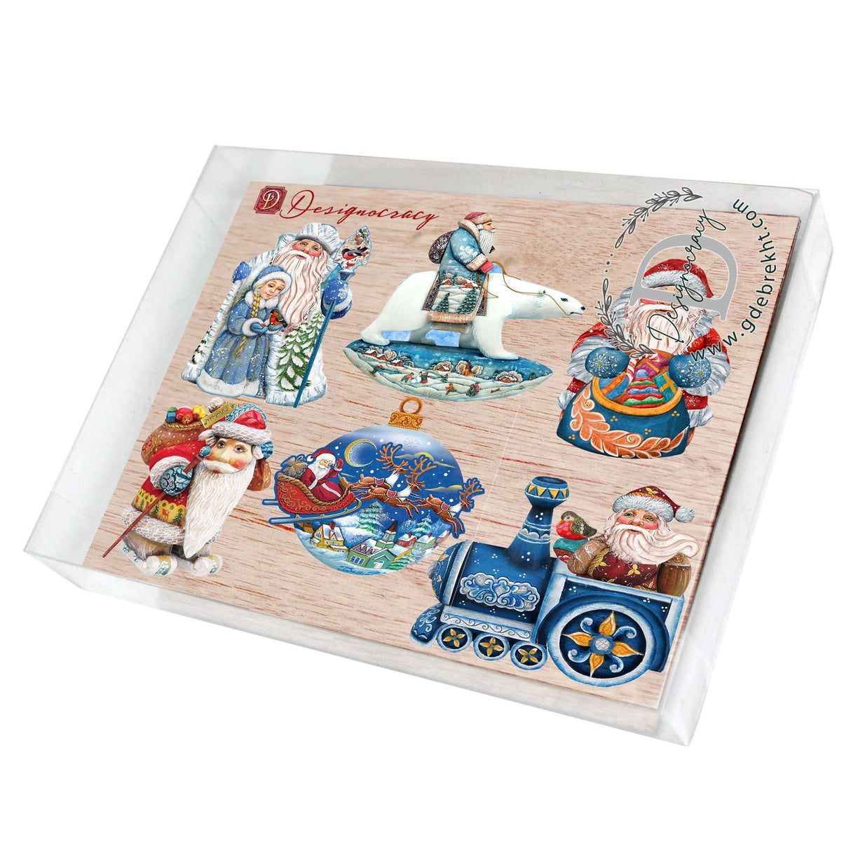 Juego de 6 imanes decorativos de madera "Up-Up and Away" de G. Debrekht - Decoración navideña - 8090132G-S6