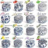 16pcs Blue And White Porcelain Scented Candle Smokeless, No Drip, Elegant Romantic Candle, Suitable For Family, Swimming Pool, Sabbath, Wedding, Church, Also Very Suitable For Halloween, Thanksgiving, Valentine'S Day And So O