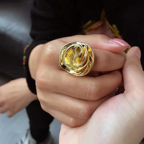Creative Irregular Flower Ring Copper 18K Gold Women's - Lootquake