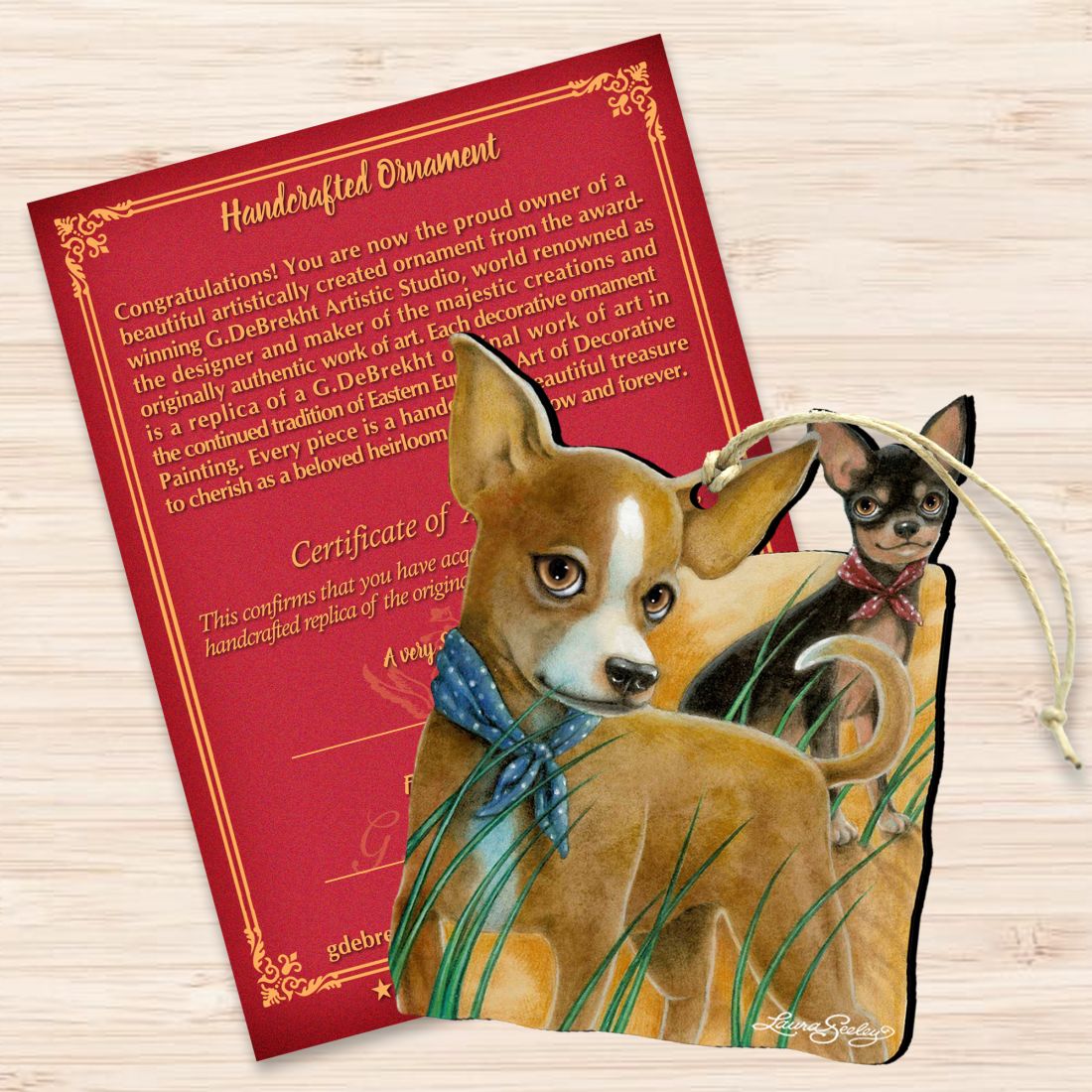 Adornos de madera "Pareja de perros" de Laura Seeley - Decoración para perros y gatos - 8511021-LS