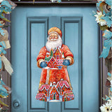 Santa and the Gingerbread House Holiday Door Decor by G. Debrekht - Christmas Santa Snowman Decor - 8691404H