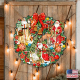 Classic Christmas Santa Holiday Door Wreath by G. Debrekht - Christmas Santa Snowman Decor by Susan Winget - 8185307-7H-SW
