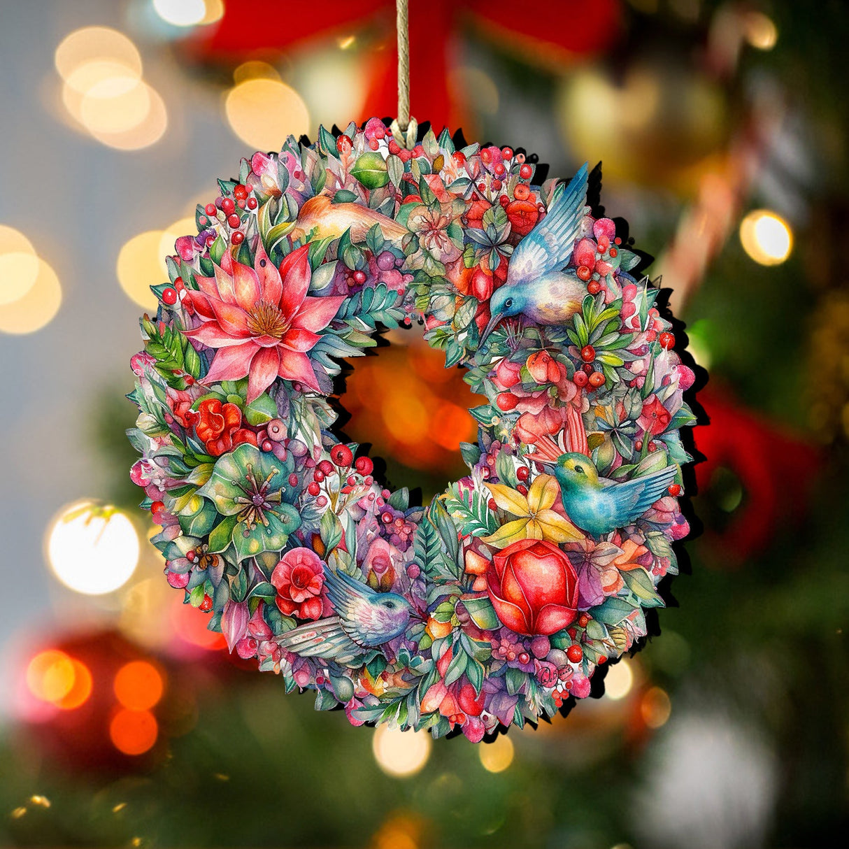 Adornos de madera con corona de flores de verano de G. Debrekht - Decoración navideña - 8611072