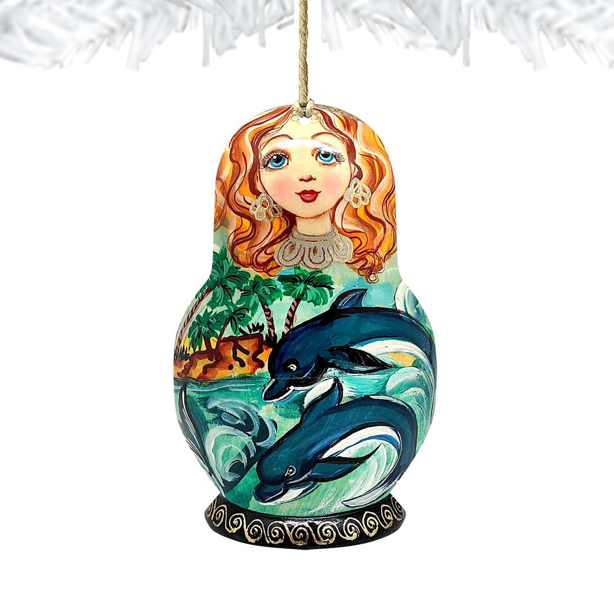 Dolphins Matreshka Wooden Ornaments by G. DeBrekht - Coastal Holiday Decor - 8113813
