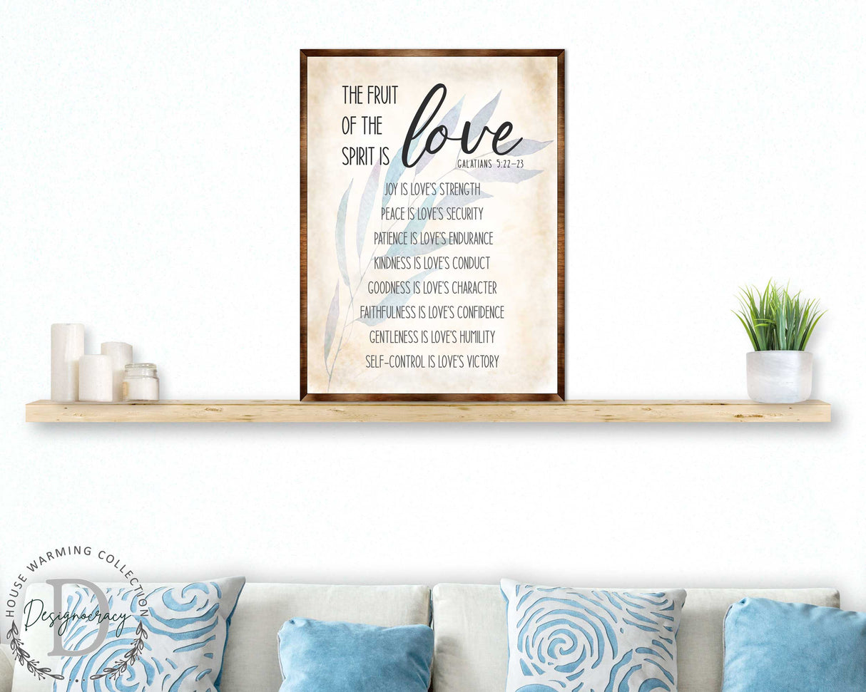 Letrero del Fruto del Espíritu - Letrero cristiano de madera - Letrero con versículo - Gálatas 5:22 - Regalo para inauguración de la casa - Letrero bíblico - Letrero bíblico - 310347