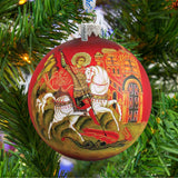 Icon Saint George Ball Glass Ornament by G. DeBrekht - Nativity Holiday Decor - 73214