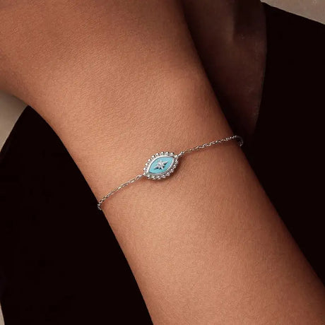 Eight-pointed Stars Devil's Eye Bracelet Sterling Silver White Gold Plated - Lootquake