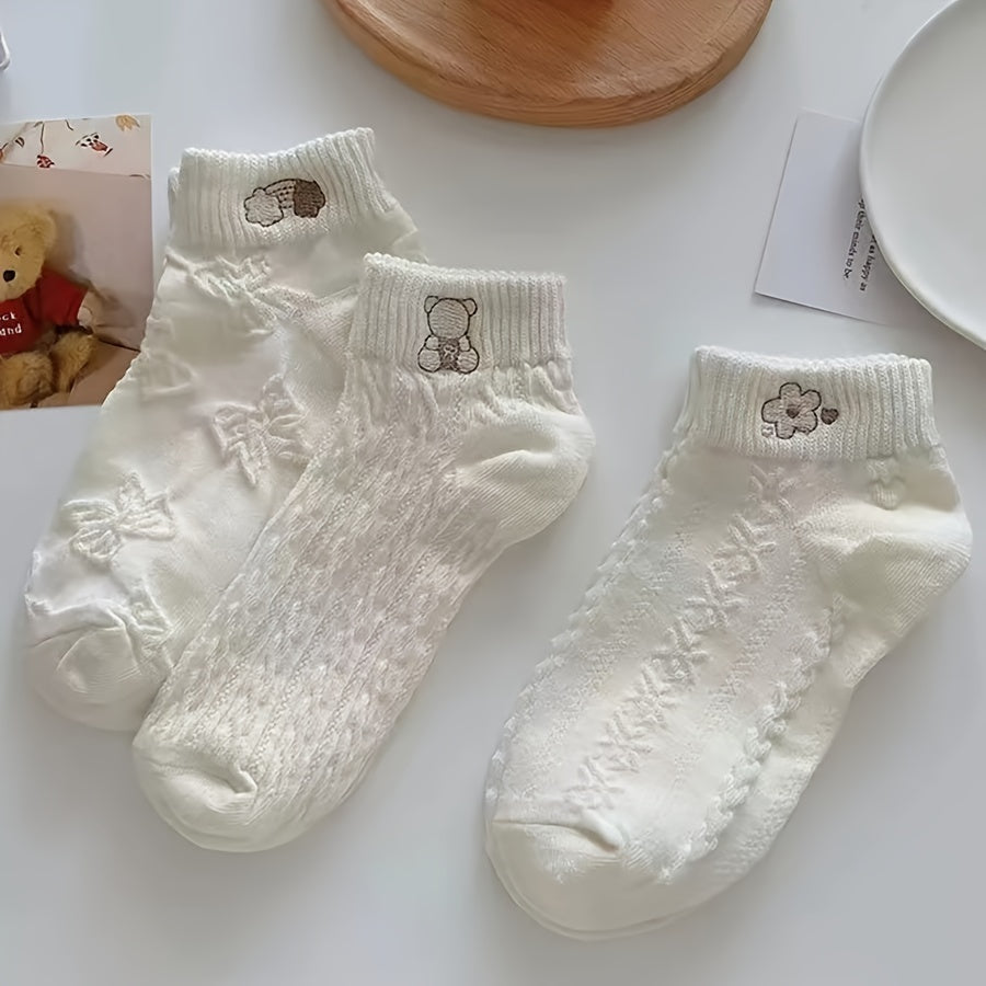 5 pares de calcetines texturizados, ligeros y transpirables, de corte bajo hasta el tobillo, medias y calcetería para mujer