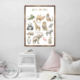 Wild Animals Kids Room Decor - Montessori Wooden Poster - Homeschool I Educational Poster - Classroom Decor - Playroom Art - 310219