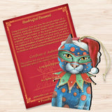 Mardi Gras Santa Cat Wooden Ornaments by Laura Seeley - Pets Dog and Cats Decor - 8512057-LS