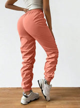 Ladies' Solid Color Ankle Drawstring Details, Casual And Elegant Style Pants - Lootquake