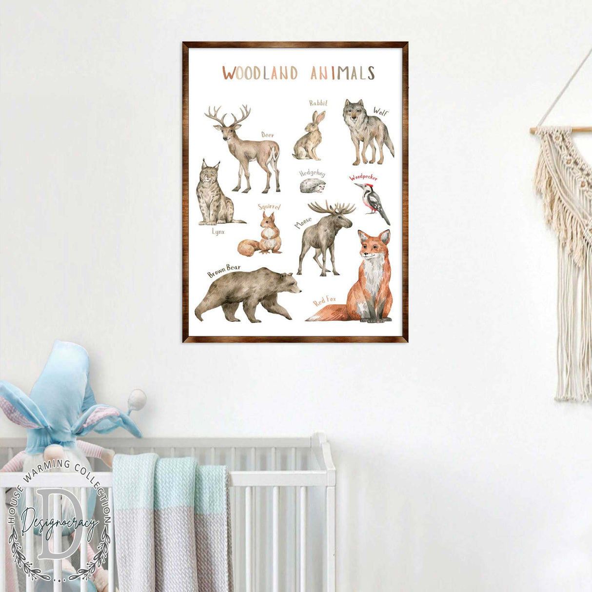 Woodland Animals Kids Room Decor - Montessori Wooden Poster - Homeschool I Educational Poster - Classroom Decor - Playroom Art - 310220