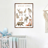 Woodland Animals Kids Room Decor - Montessori Wooden Poster - Homeschool I Educational Poster - Classroom Decor - Playroom Art - 310220