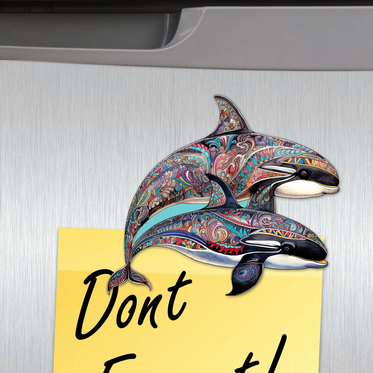 Embracing Whales Decorative Wooden Magnets Set of 6 by G. Debrekht - Wildlife Coastal Decor - 8090107G-S6