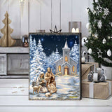 Nativity at the Chapel Night Sky Wooden Wall Art by D. Gelsinger - Nativity Holiday Decor - 95672B-DG