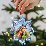 Brown Horse Snowflake Wooden Ornaments by G. Debrekht - Nature Wildlife Decor - 8688432