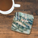 Catch the Rainbow Trout Wooden Cork Coasters Gift Set of 4 by J. Bergsma - Coastal Wildlife Decor  - 8199463C-S4