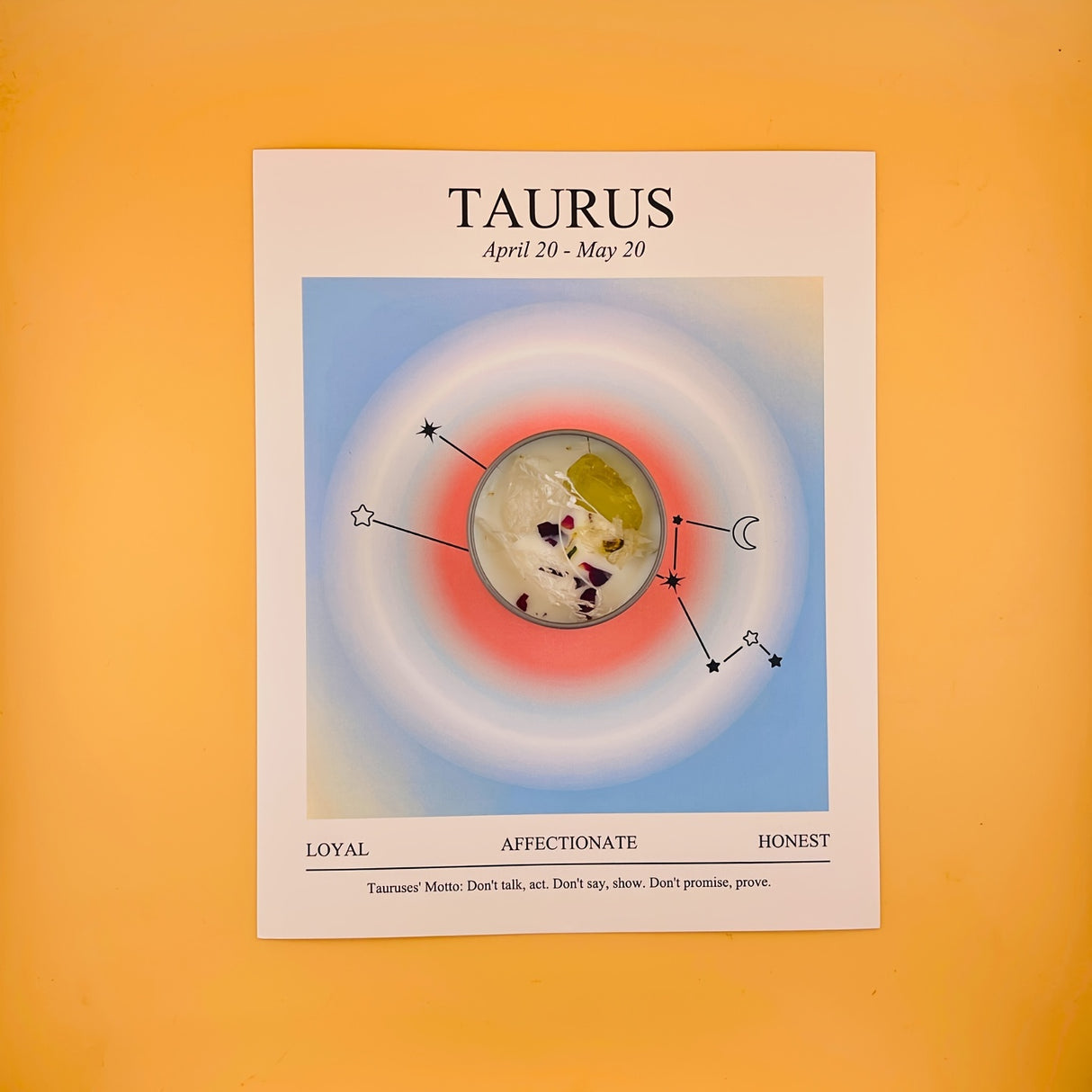 Bougie parfumée artisanale du signe du zodiaque Balance avec fleurs séchées et parfum de carillon éolien bleu - Idéale pour la méditation, le yoga et le tarot - Cadeau parfait pour Noël, Halloween, Pâques et le Nouvel An -