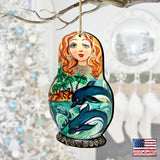 Dolphins Matreshka Wooden Ornaments by G. DeBrekht - Coastal Holiday Decor - 8113813