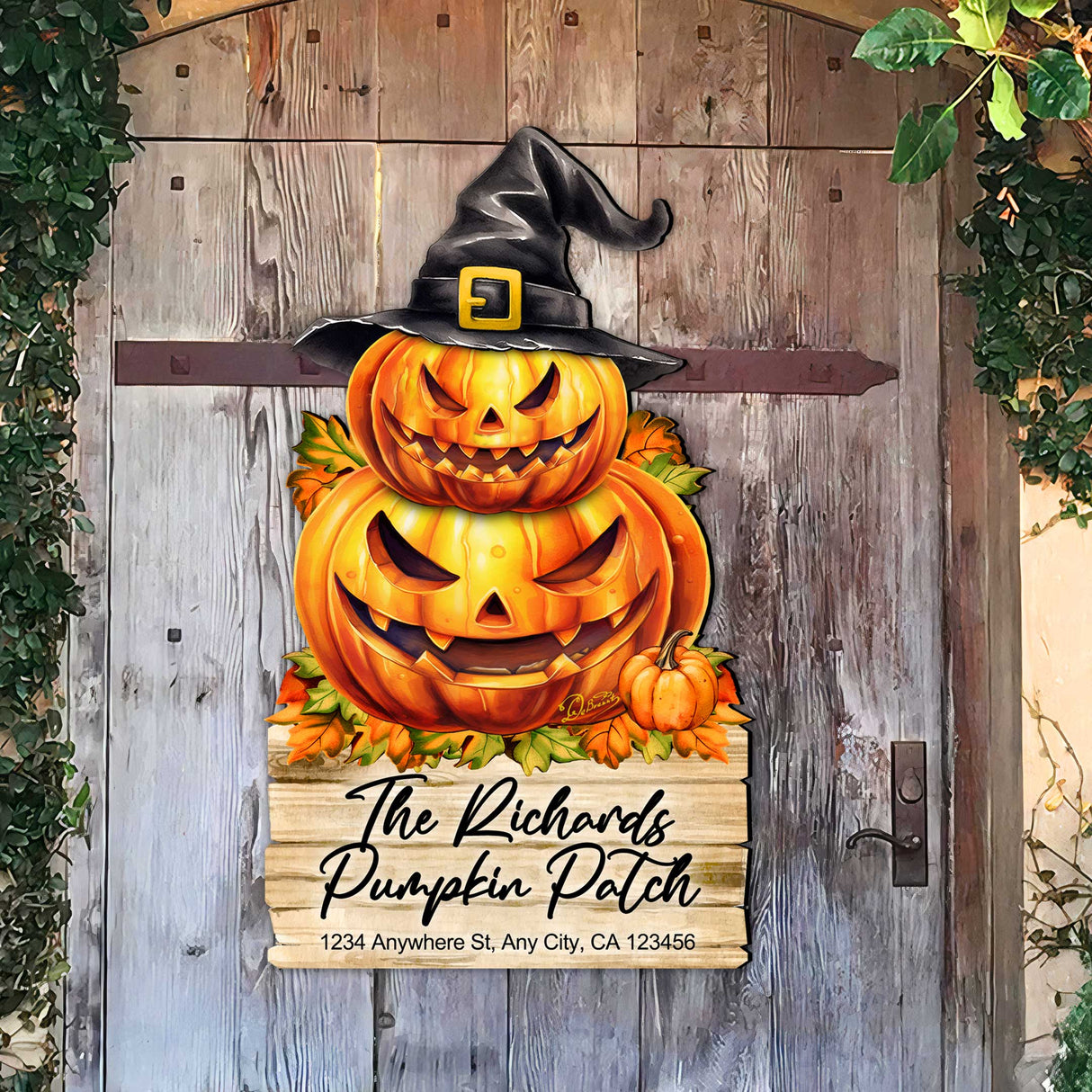 Custom Pumpkin Patch Family Door Hanger - Halloween Decor - 8652823HC