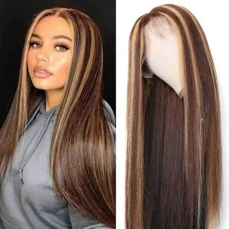 Front Lace Piano Pick Dyeing 4 27T Human Hair Headgear Wig - Lootquake