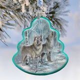 Wolves Tree Glass Ornament by G. DeBrekht - Wildlife Holiday Decor - 762-019