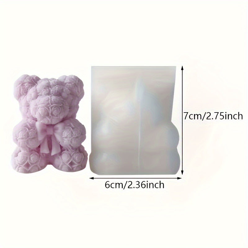 Molde de silicona 3D con forma de mariposa y rosa, herramienta artística para hacer velas perfumadas, jabón, decoración de San Valentín, molde de cera, forma de oso.