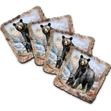 Black Bear Wooden Cork Coasters Gift Set of 4 by Nature Wonders Nature Wildlife Decor  - 95398C-S4