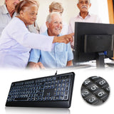 USB Interface Large Print Backlit Wired Keyboard - Lootquake