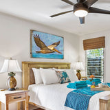 Arte de pared costero de madera con pelícano volador de Nature Wonders - Decoración costera con vida marina - 95387B