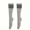2 Pairs Striped Calf Socks, College Style Party Knee High Socks, Women's Stockings & Hosiery