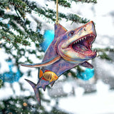 Coastal Christmas Decor - Shark Wooden Ornaments by G.Debrekht Coastal Holiday Decor - 8688201
