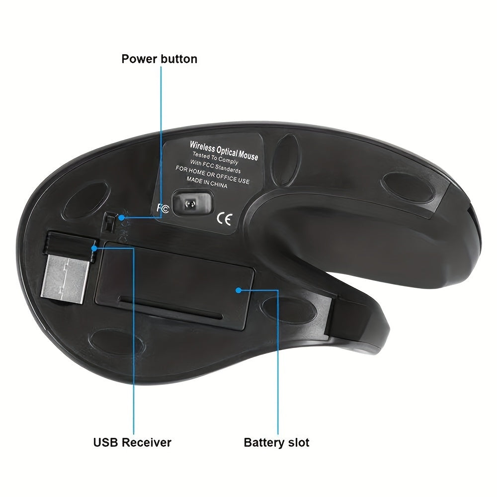 Ergonomic 2.4G Wireless Mouse, Right-Handed Optical Gaming Mouse, Battery Powered, Plastic, Crystal Embellishment, Compatible with Windows XP, Non-Wireless, for PC, Laptop, Home Office