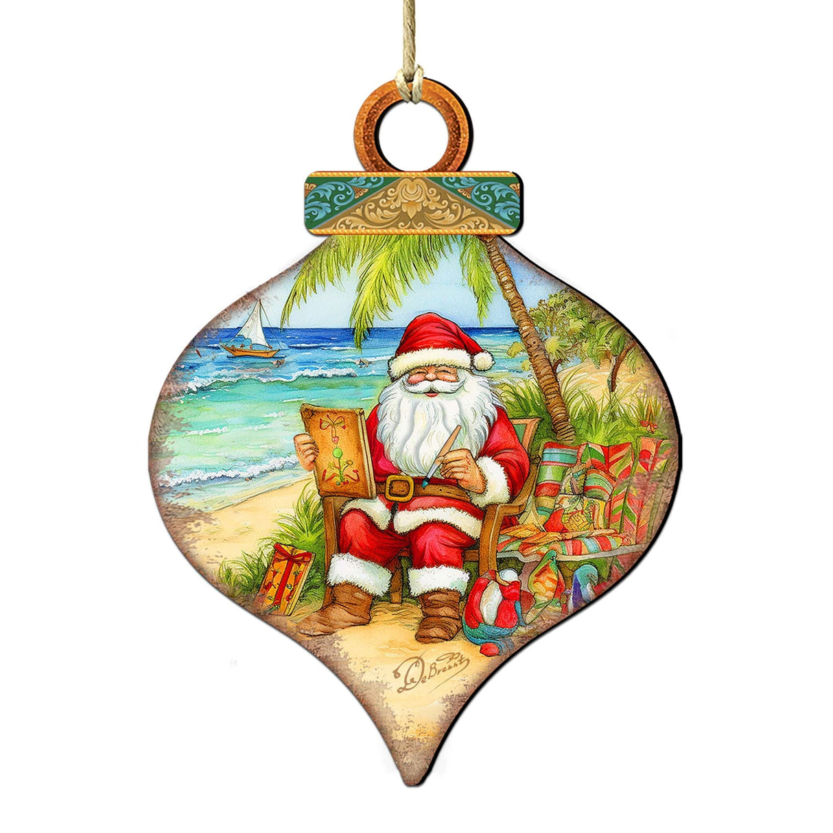 Beach Themed Ornaments - Santa's Artistry Wooden Ornaments by G. Debrekht Coastal Holiday Decor - 8688184