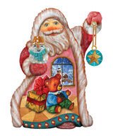 Figura navideña de osito de peluche esculpida y pintada a mano por G. DeBrekht - Decoración navideña de muñeco de nieve de Papá Noel - 661531