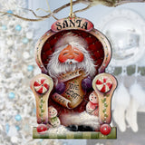 Adornos de madera de Papá Noel revisando su lista, de Jamie Mills-Price, decoración navideña de muñeco de nieve de Papá Noel - 8611068-3-MP