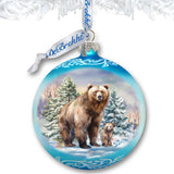 Amor para todas las estaciones: Adorno de cristal con forma de bola de oso grizzly de G. Debrekht - Decoración navideña con animales salvajes - 73382