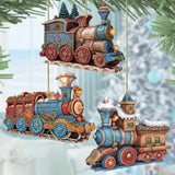 Christmas Train Wooden Ornaments Set of 3 by G. Debrekht - Christmas Decor - 8100198S3