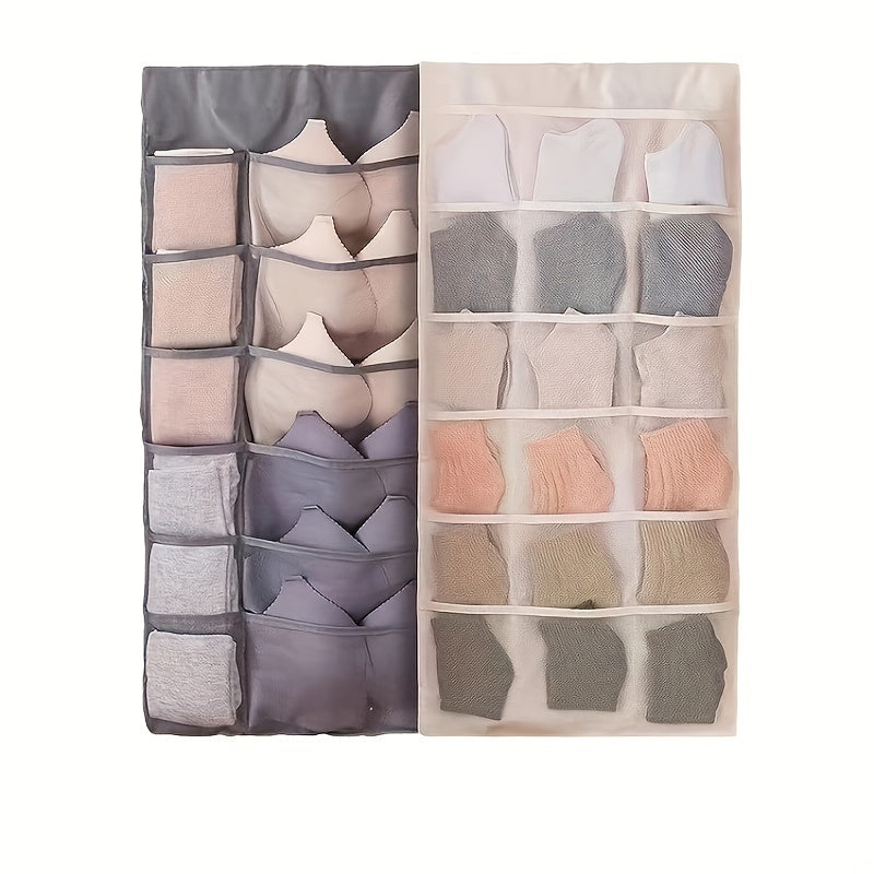 Sac de rangement pour sous-vêtements double face - Solution de rangement polyvalente pour lingerie et chaussettes, design compact et adapté aux voyages, avec fonction d'accrochage facile