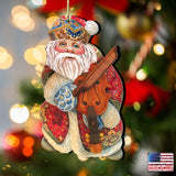 Musician Santa Wooden Ornaments by G. DeBrekht - Christmas Santa Snowman Decor - 8116213