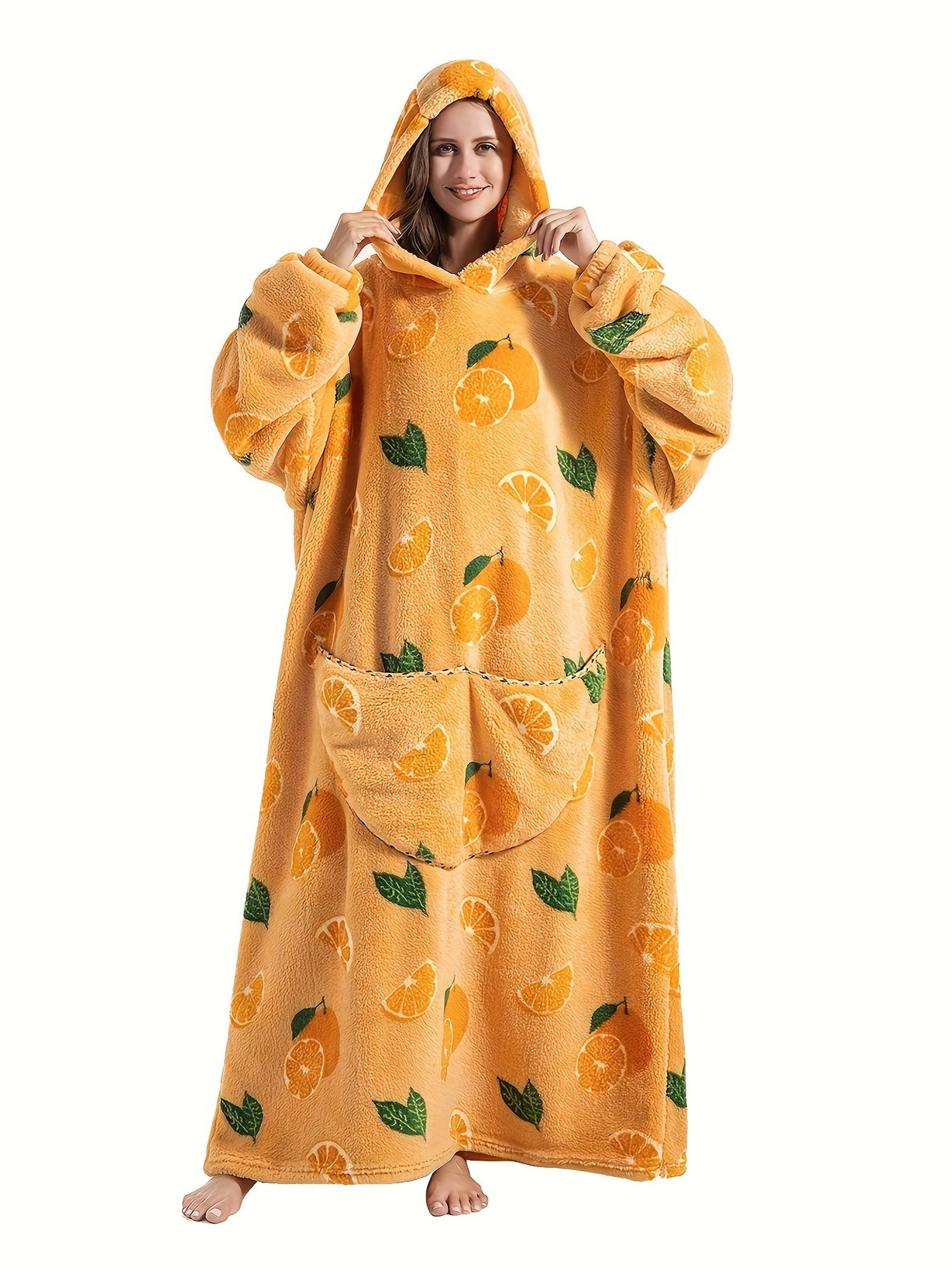 Sweat à capuche en flanelle imprimé citrouille grande taille - Doux, confortable, pelucheux, à capuche, vêtement d'hiver pour femme sur le thème d'Halloween