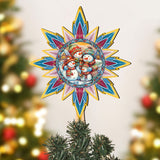 Decoración de madera para la punta del árbol de Navidad con forma de estrella y muñeco de nieve de G. Debrekht - Decoración navideña con muñeco de nieve de Papá Noel - 89511