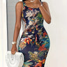 Ladies' Off Shoulder Floral Print Lace Up Fashionable And Sexy Dress - Lootquake