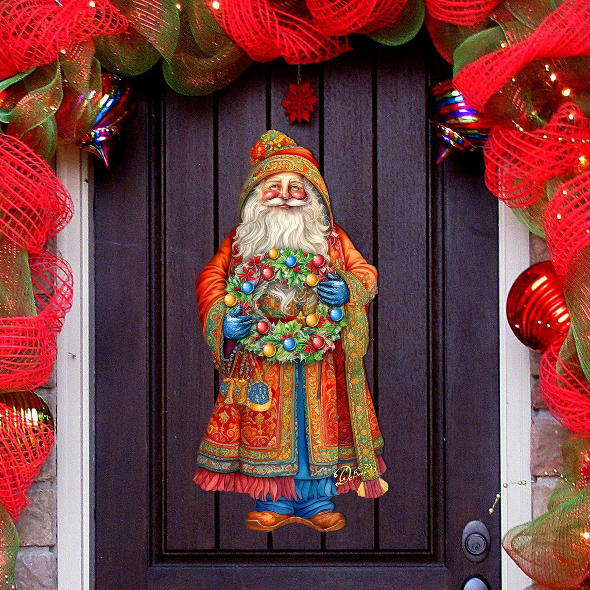 Corona de la Alegría de Papá Noel, decoración navideña para puerta de G. Debrekht - Decoración navideña de Papá Noel y muñeco de nieve - 8691402H