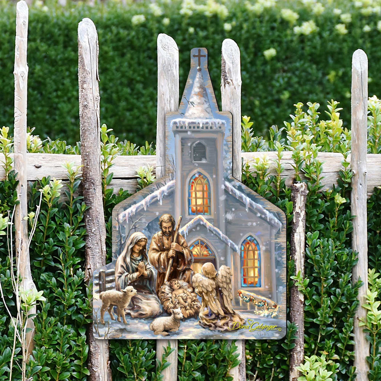 Nativity at the Chapel Nativity Door Decor by D. Gelsinger - Nativity Holiday Decor - 8121016H-1606