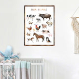 Farm Animals - Wooden Kids Room Decor - First day of school gift - ABC 123 Kids - Montessori Homeschool wooden poster I Educational Poster - Classroom Decor - 310215