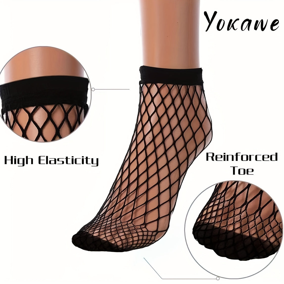 3 pares de calcetines sexys para mujer, talla grande, elásticos, calados, de rejilla, transpirables, cortos.